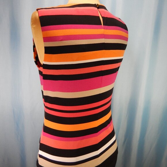 Calvin Klein Multicolored Pleated Neck Sleeveless Career Top Size Medium EUC - Picture 4 of 11